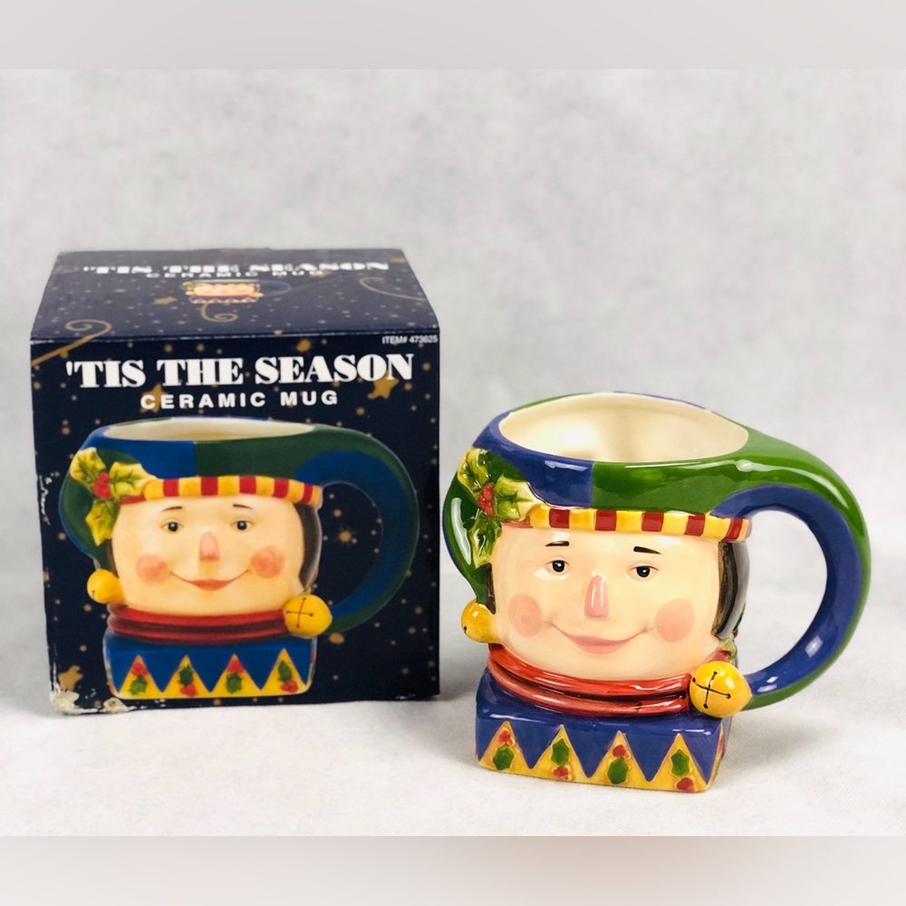 Tis the Season JESTER Christmas Ceramic Mug Susan Winget Certified Coffee Cup